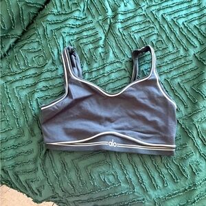 ALO Yoga Black Sports Bra with White Piping